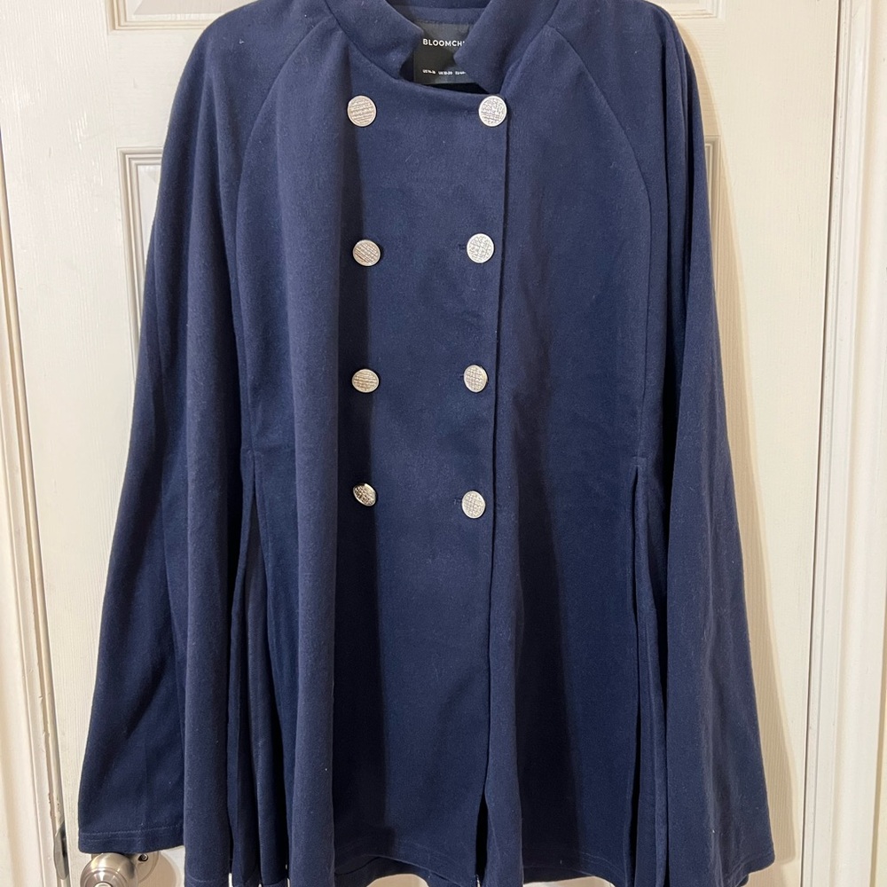 BloomChic Navy Coat with Silver Accents - Picture 2 of 5